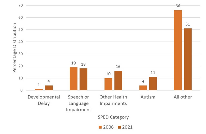 chart showing special ed services in US children